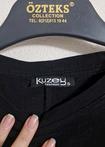 siyah kadın yandan bağlamalı tişört crop - Görsel 6