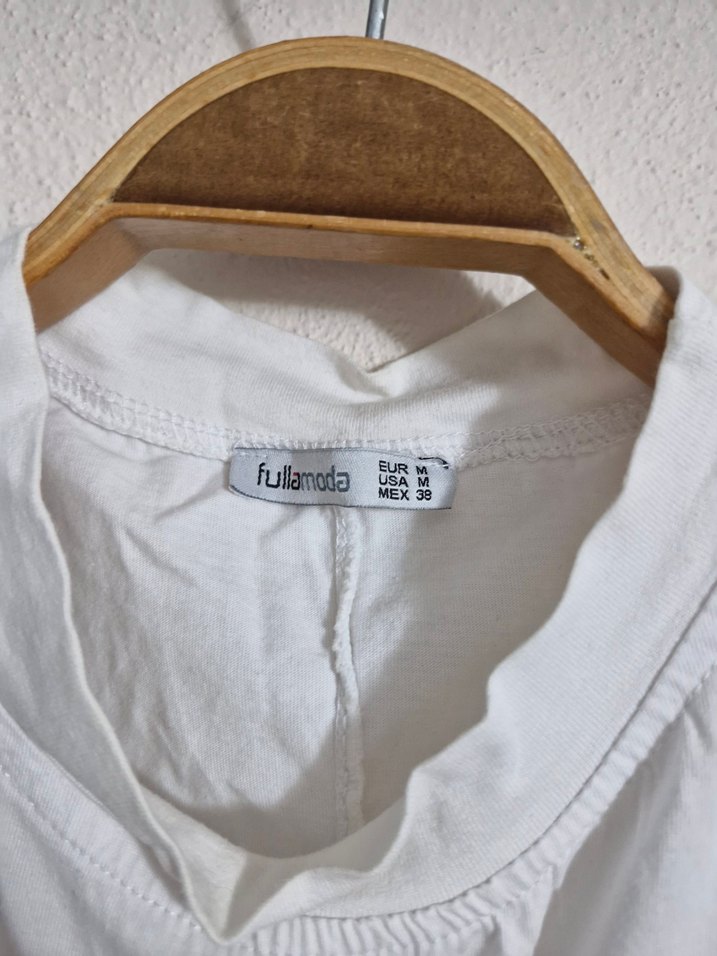 Beyaz Kısa Kollu Yüksek Yakalı Kadın Gömlek - Görsel 5