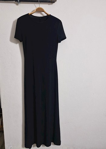 Kadın Siyah Kısa Kollu Uzun Elbise - Görsel 2