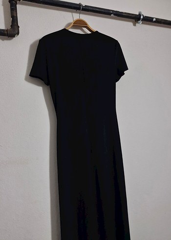 Kadın Siyah Kısa Kollu Uzun Elbise - Görsel 8