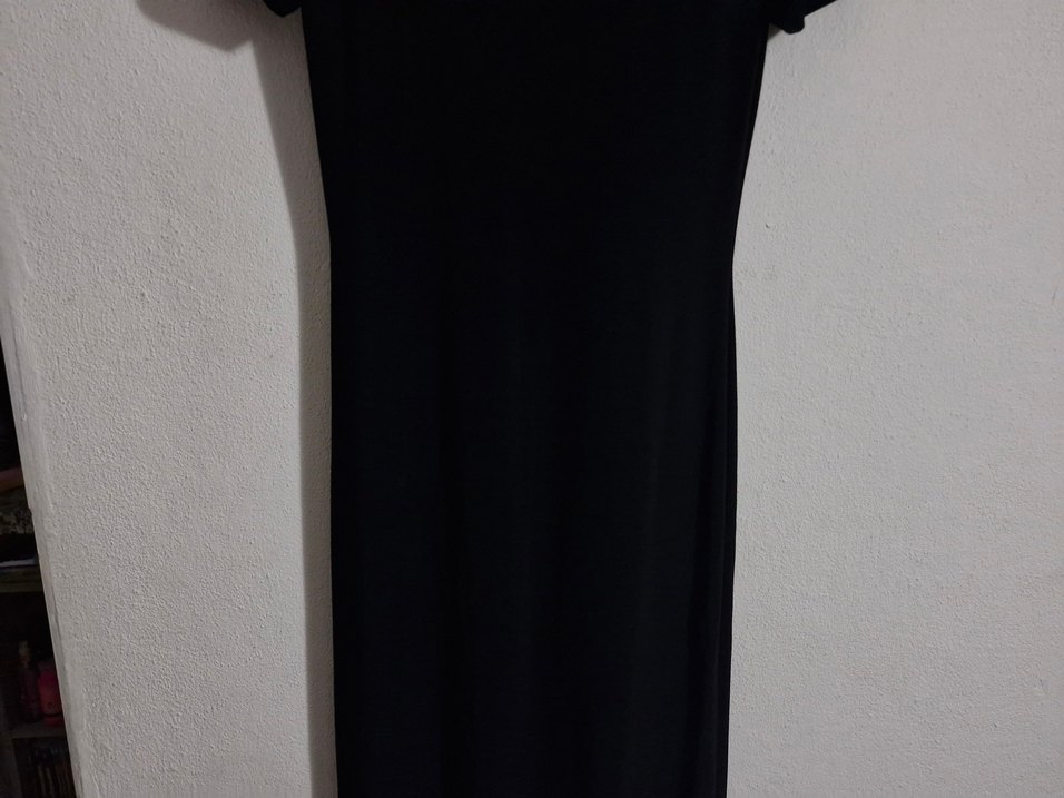 Kadın Siyah Kısa Kollu Uzun Elbise - Görsel 5