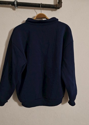 Lacivert Düğmeli Kadın Sweatshirt - Görsel 7