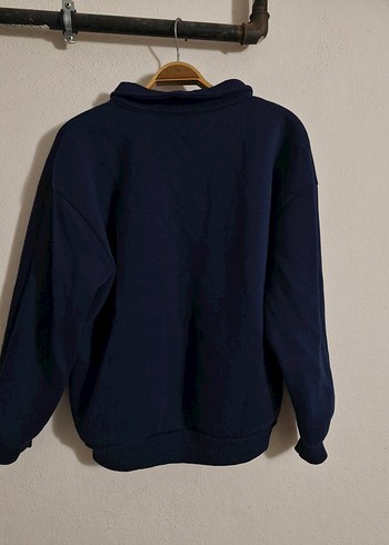 Lacivert Düğmeli Kadın Sweatshirt - Görsel 6