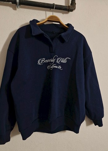 Lacivert Düğmeli Kadın Sweatshirt - Görsel 3