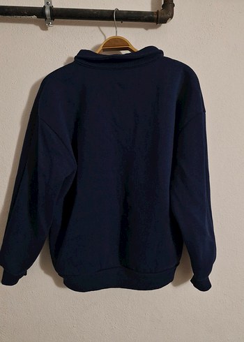 Lacivert Düğmeli Kadın Sweatshirt - Görsel 8