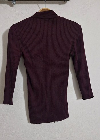 Bordo Düğmeli Polo Yaka Triko Kazak - Görsel 8