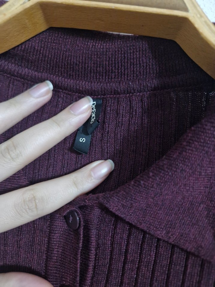 Bordo Düğmeli Polo Yaka Triko Kazak - Görsel 4