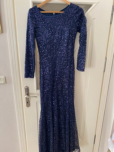 Payetli lacivert tesettür abiye - Görsel 2
