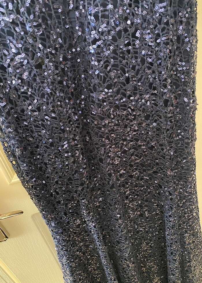 Payetli lacivert tesettür abiye - Görsel 4