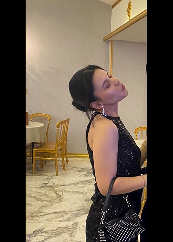 Siyah payetli abiye - Görsel 4