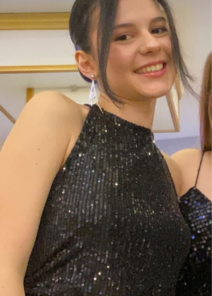 Siyah payetli abiye - Görsel 5