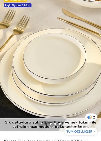 Karaca fine bone 59 parça 12 kişilik yemek takımı - Görsel 2
