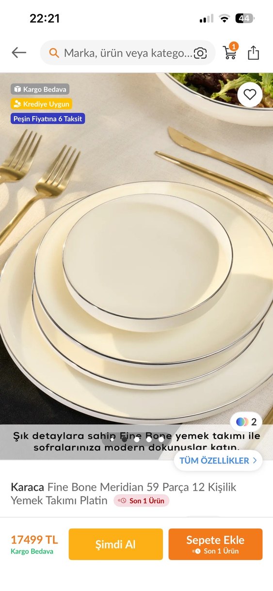 Karaca fine bone 59 parça 12 kişilik yemek takımı - Görsel 2