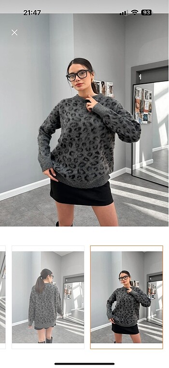 Leopar desenli oversize kazak