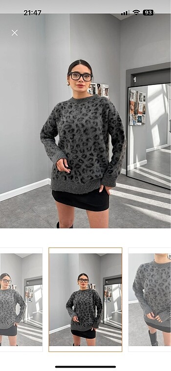 diğer Beden Leopar desenli oversize kazak