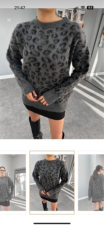 Diğer Leopar desenli oversize kazak