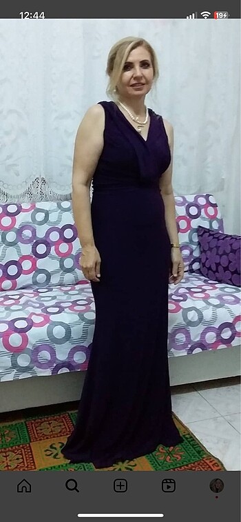 uzun mor elbise