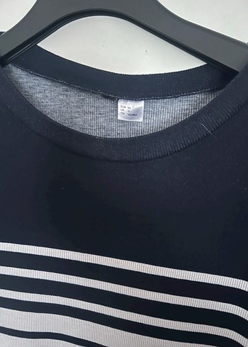 Çizgili Siyah Midi Kadın Elbise - Görsel 3