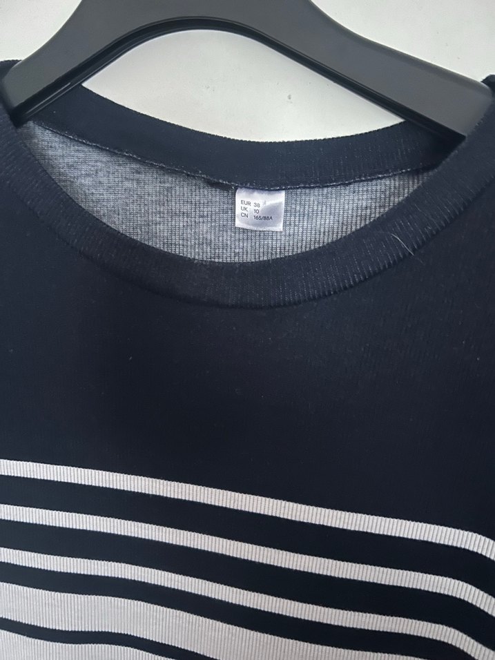 Çizgili Siyah Midi Kadın Elbise - Görsel 3