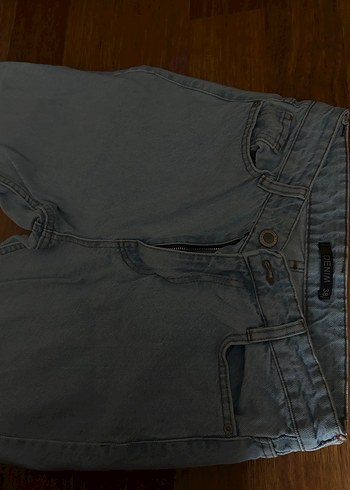 Bebek mavisi Kadın Denim Bol Kesim Mom Jean - Görsel 3