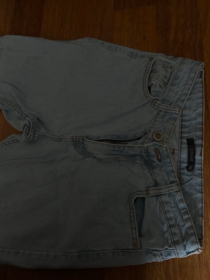 Bebek mavisi Kadın Denim Bol Kesim Mom Jean - Görsel 3