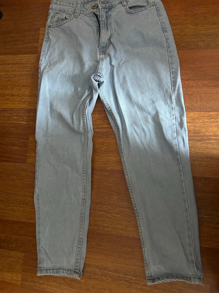 Bebek mavisi Kadın Denim Bol Kesim Mom Jean - Görsel 2