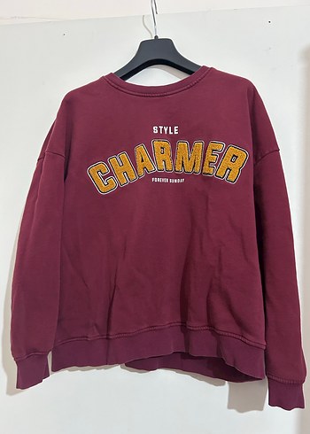 Bordo Zincir Detaylı Kadın Sweatshirt - Görsel 2