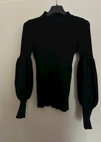 Siyah Yüksek Yakalı Triko Kadın Kazak - Görsel 2