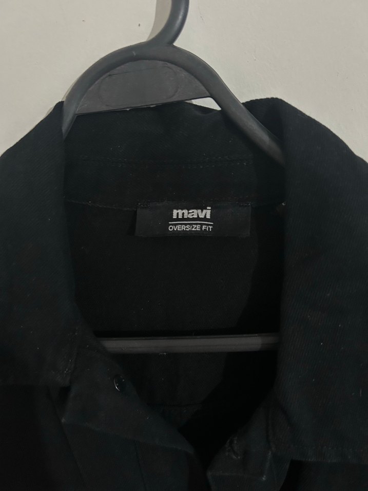 Düğmeli Siyah Kadın Denim Ceket - Görsel 2