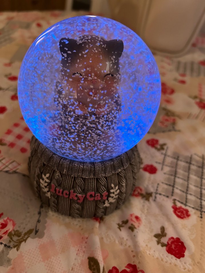 Gri LuckyCat Kar Küresi Figürü - Görsel 3