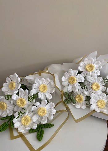 El Yapımı Bohem Örgü Papatya Buketi - Görsel 2