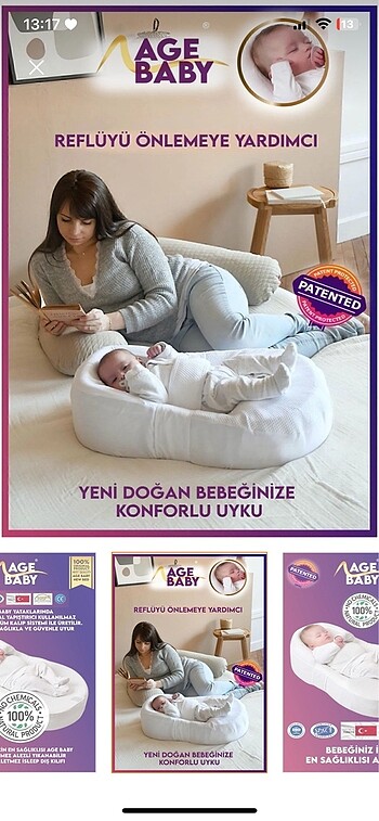 Beden beyaz Renk Bebek reflü yatağı