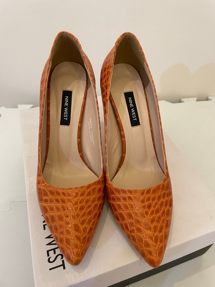 Nine West Turuncu Yılan Desenli Stiletto - Görsel 4