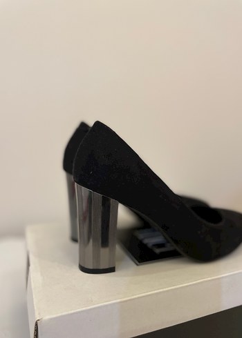 Siyah Süet Topuk Kadın Stiletto - Görsel 2