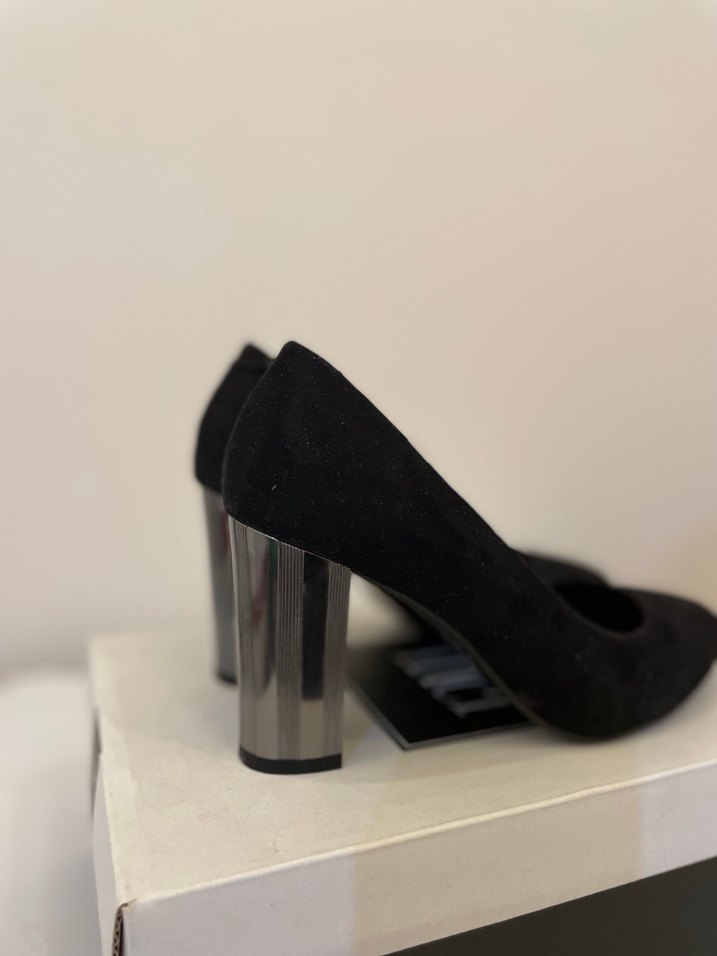 Siyah Süet Topuk Kadın Stiletto - Görsel 2