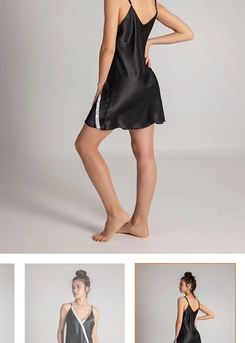 Siyah V Yaka gecelik - Görsel 6