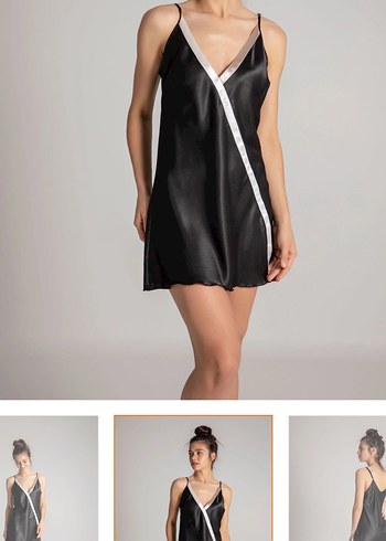 Siyah V Yaka gecelik - Görsel 5