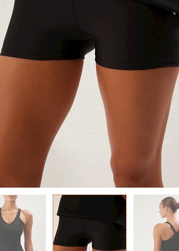 Siyah Mini V Yaka Atletik Elbise şortlu - Görsel 4