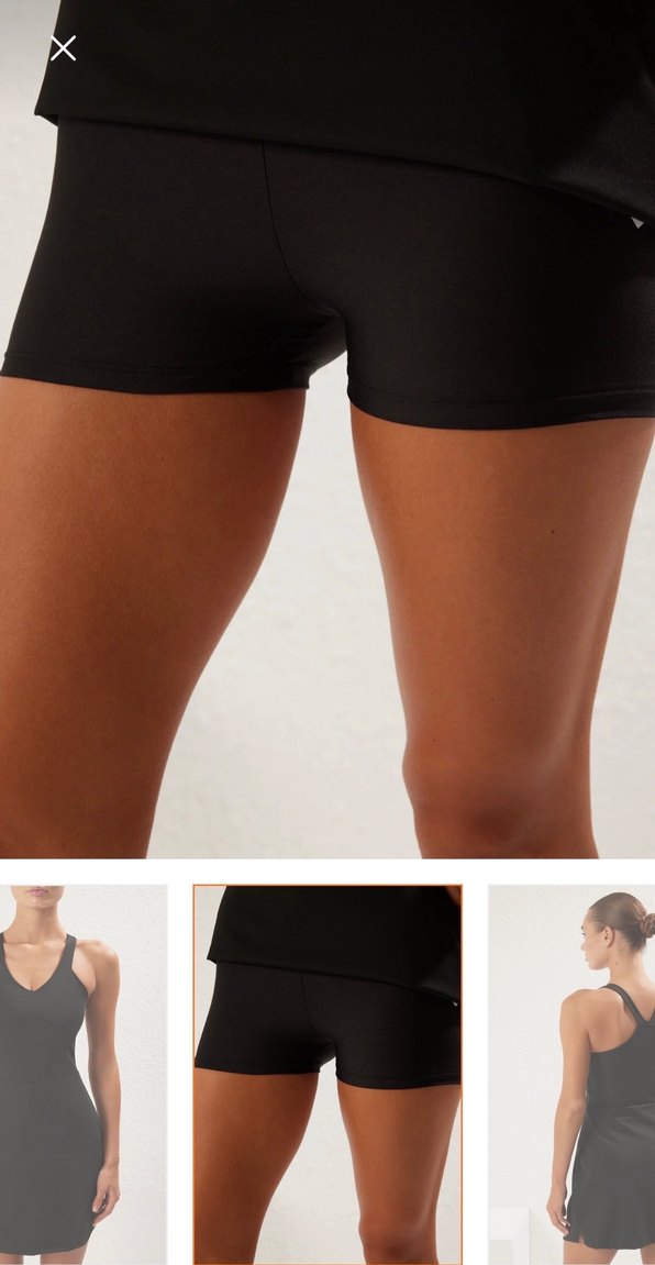 Siyah Mini V Yaka Atletik Elbise şortlu - Görsel 4