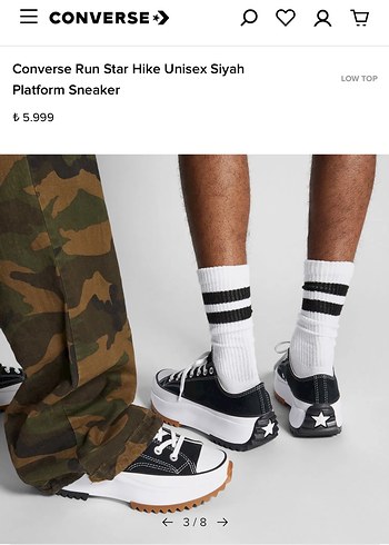 Converse Run Star Hike Unisex Siyah Platform Sneaker - Görsel 3