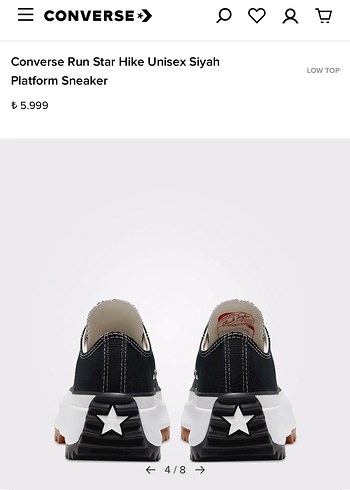 Converse Run Star Hike Unisex Siyah Platform Sneaker - Görsel 4