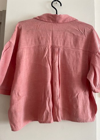 LC Waikiki Pembe Keten Düğmeli Kadın Gömlek