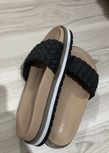 37,5 Beden kahverengi Renk Nine West Kadın Kahverengi Örgü Terlik