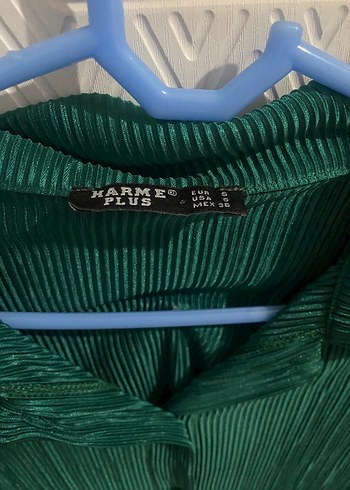 Yeşil Pilili Uzun Kollu Kadın Gömlek - Görsel 2