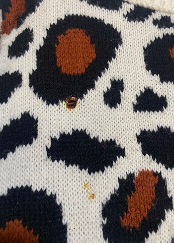 Kadın Leopar Desenli Örgü Kazak - Görsel 2