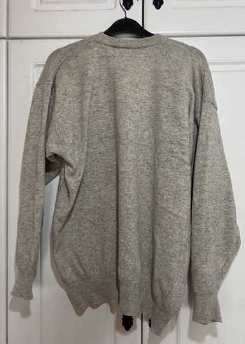 Gri Kadın Örme Yün Kazak - Görsel 3