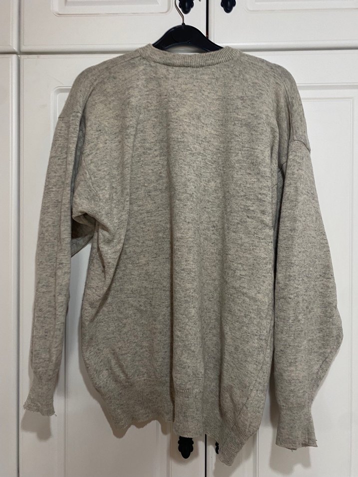 Gri Kadın Örme Yün Kazak - Görsel 3