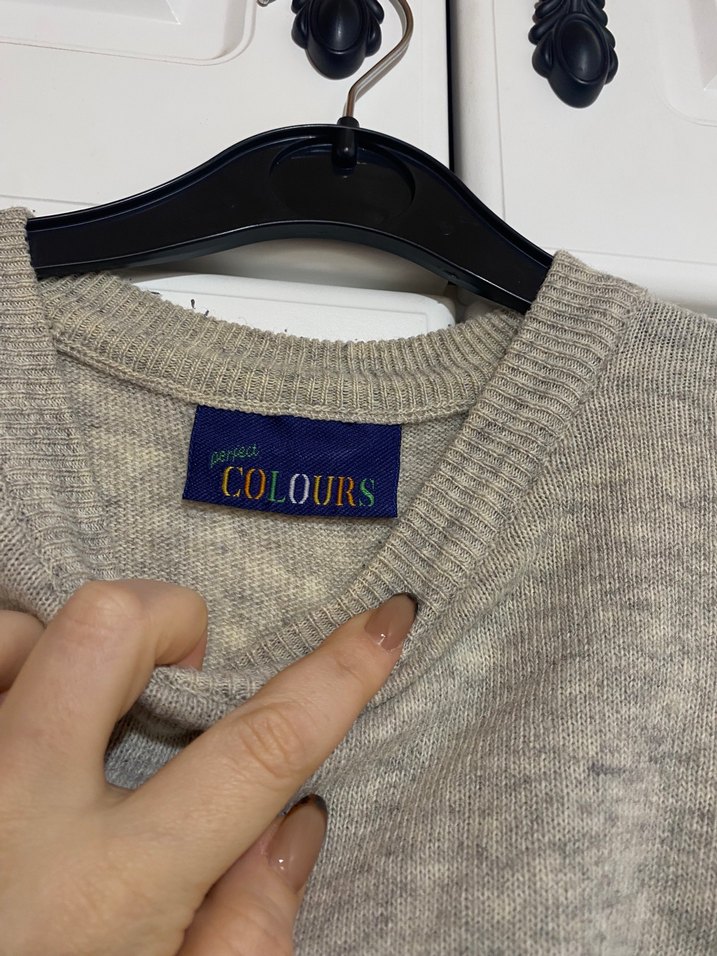 Gri Kadın Örme Yün Kazak - Görsel 2