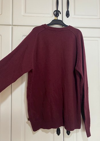 Bordo Erkek Örgü Yün Kazak - Görsel 3