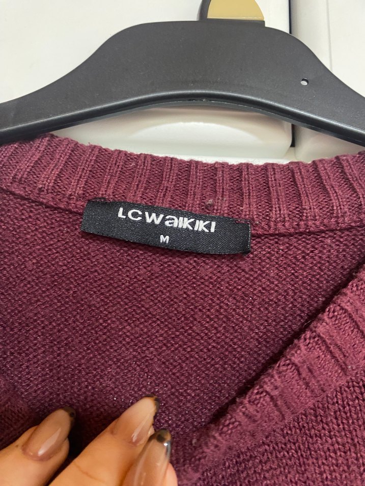 Bordo Erkek Örgü Yün Kazak - Görsel 2